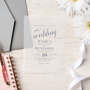 Elegant Navy Blue Script große Namen Hochzeit