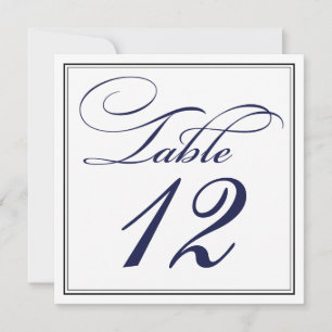Elegant Navy Blue Script Tischnummer Cards