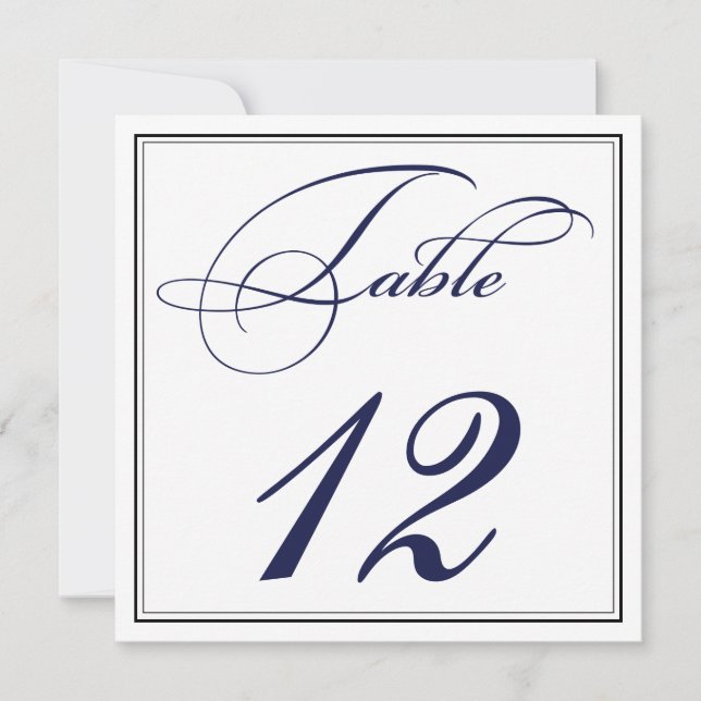 Elegant Navy Blue Script Tischnummer Cards (Vorderseite)