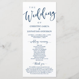 Elegant Navy Blue Script, Unsere Hochzeitsfeier Programm