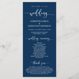 Elegant Navy Blue Script, Unsere Hochzeitsfeier Programm