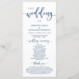 Elegant Navy Blue Script, Unsere Hochzeitsfeier Programm