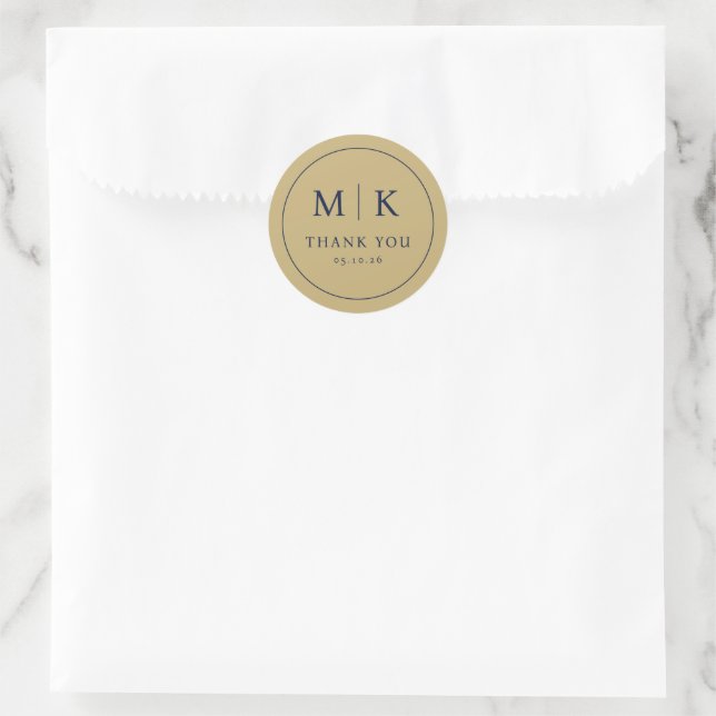 Elegant Navy Blue Serif Thank You Sticker (Tasche)