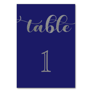 Elegant Navy Blue Silver Minimal Wedding Tischnummer