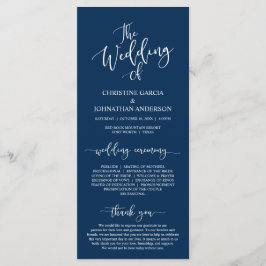 Elegant Navy Blue Skript, Hochzeitfeier Programm