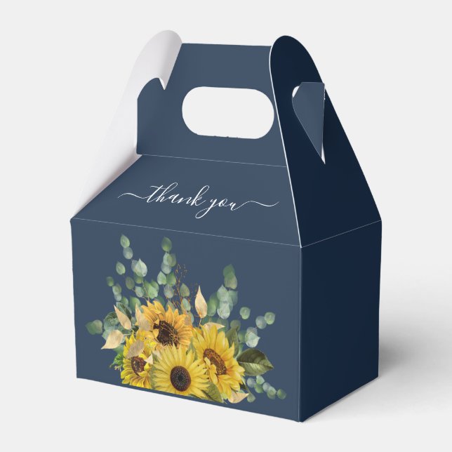 Elegant Navy Blue Sunflores Vielen Dank Geschenkschachtel (Vorderseite)