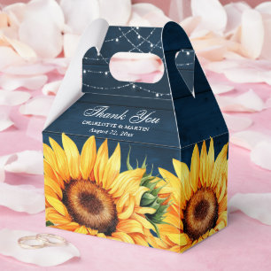 Elegant Navy Blue Sunflower Wedding Vielen Dank Geschenkschachtel