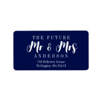 Elegant Navy Blue The Future Mr. und Mrs. Script
