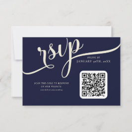 Elegant Navy Blue und Cream Tulip Wedding RSVP Karte