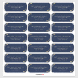 Elegant Navy Blue und Gold Wedding Guest Address Aufkleber