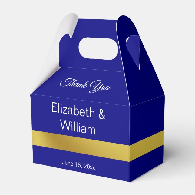 Elegant Navy Blue und Gold Wedding Vielen Dank Geschenkschachtel (Vorderseite)