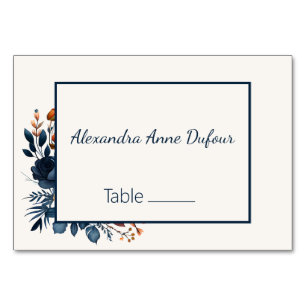 Elegant Navy Blue und Orange Wedding Tischnummer