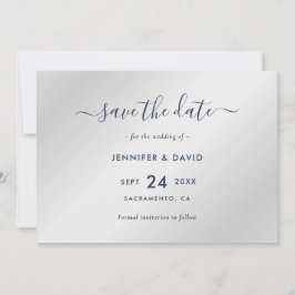 Elegant Navy Blue und Silver Wedding Save The Date