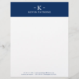 Elegant Navy Blue und White Minimalistic Briefbogen