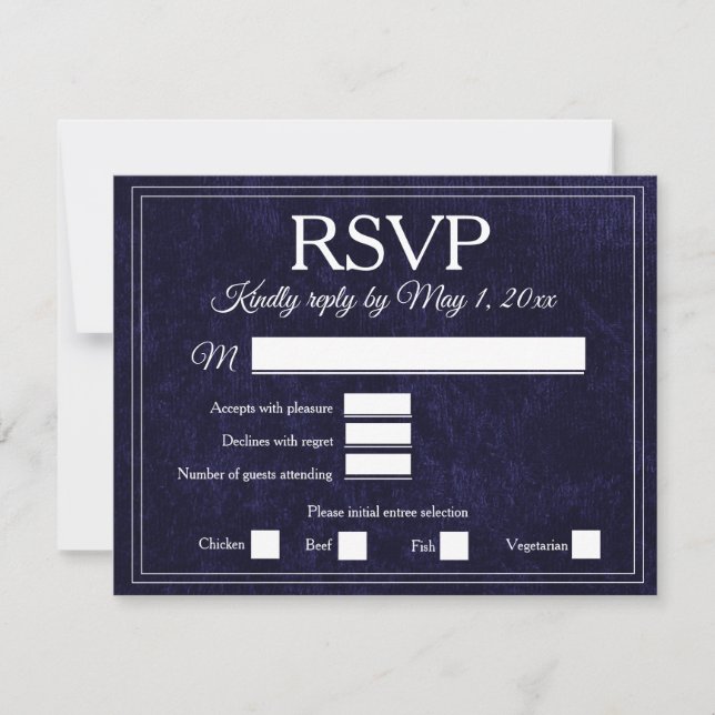 Elegant Navy Blue Velvet RSVP Wedding (Devant)