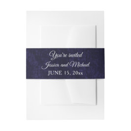 Elegant Navy Blue Velvet Wedding Wrap Einladungsbanderole