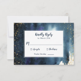 Elegant Navy Blue Watercolor RSVP Karte