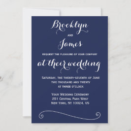Elegant Navy Blue Wedding Einladung