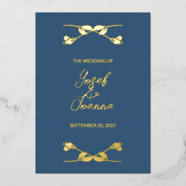 Elegant Navy Blue Wedding Folieneinladung