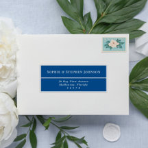Elegant Navy Blue Wedding Guest Address