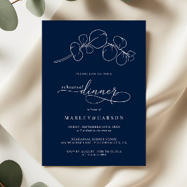Elegant Navy Blue Wedding Rehearsal Dinner Einladung
