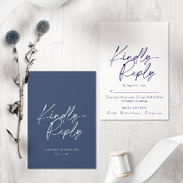 Elegant Navy Blue Wedding RSVP Card - Freundliche  Karte