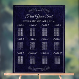 Elegant Navy Blue Wedding Seating Chart Acrylschild