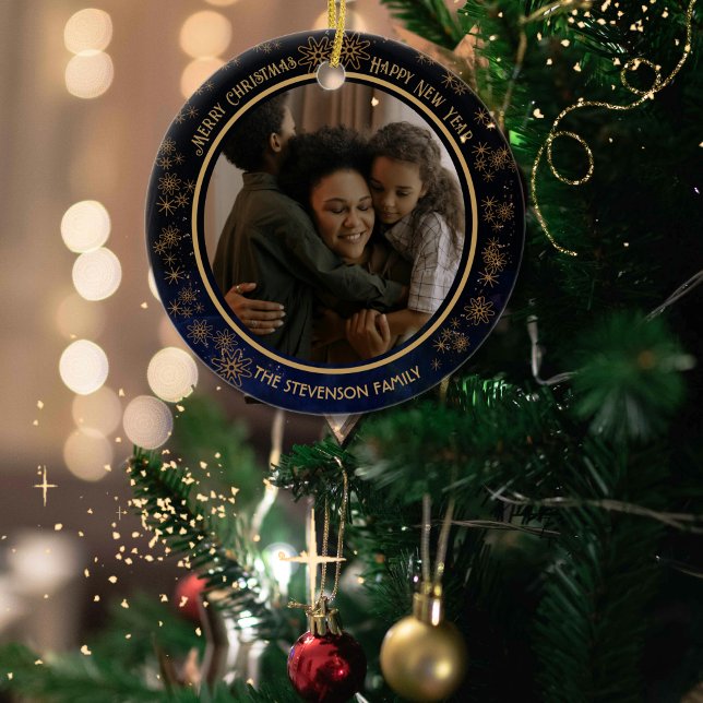 Elegant Navy Blue Weihnachten 2-seitige Ornament (Elegant Navy Blue Christmas 2 sided Ornament)