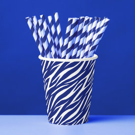 Elegant Navy Blue & White Graphic Trendy Zebra Pappbecher