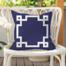 Elegant Navy Blue White Greek Key Border