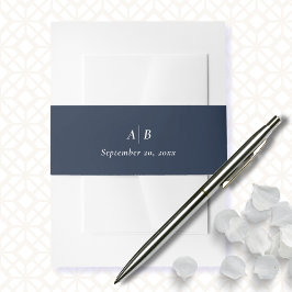 Elegant Navy Blue White Minimal Monogram Initial Einladungsbanderole