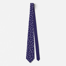 Elegant Navy Blue White Polka Dots  Groom Gift   Krawatte