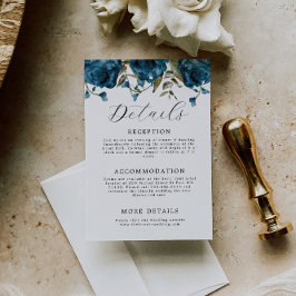 Elegant Navy Blues Floral Wedding Begleitkarte