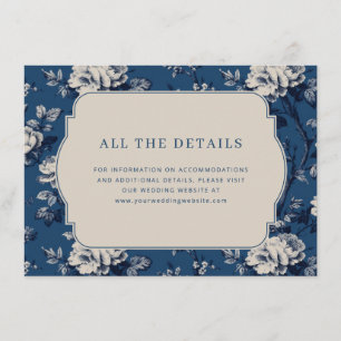 Elegant Navy Blumenmuster Begleitkarte