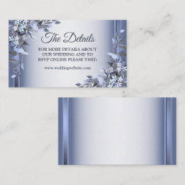 Elegant Navy Blütenblütensilber Hochzeitsdetails Begleitkarte
