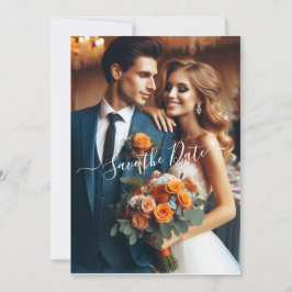 Elegant Navy & Burnt Orange | FOTO SAVE THE DATE Einladung