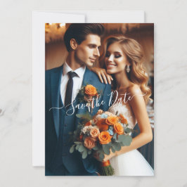Elegant Navy & Burnt Orange | FOTO SAVE THE DATE Einladung