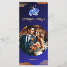 Elegant Navy & Burnt Orange | Hochzeit von Fotos Menükarte