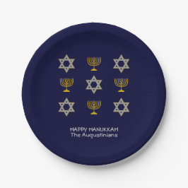 Elegant Navy Custom Hanukkah Pappteller