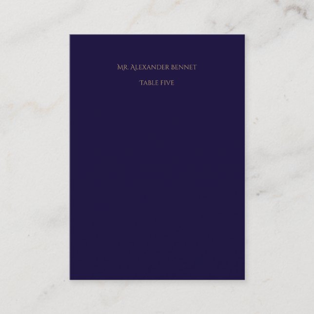 Elegant Navy Flat Place Card Platzkarte (Vorderseite)