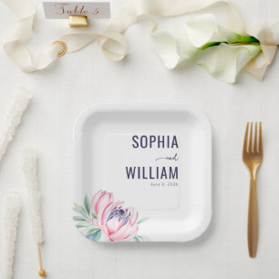 Elegant Navy Floral Pappteller