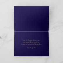 Elegant Navy geklappt Dankeschön Karte
