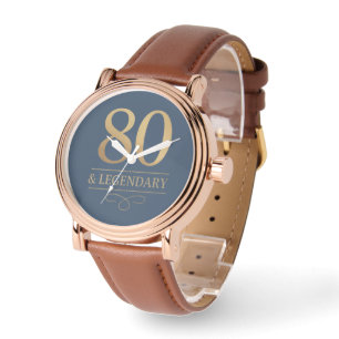 Elegant Navy & Gold 80. & Legendary Birthday Armbanduhr