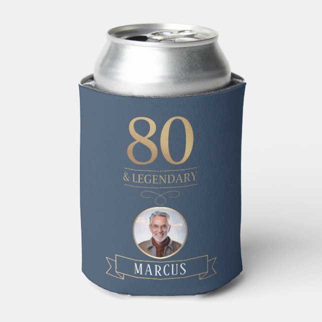 Elegant Navy & Gold 80. & Legendary Birthday Dosenkühler (Kanne Vorderseite)