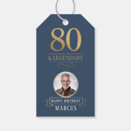 Elegant Navy & Gold 80. & Legendary Birthday Geschenkanhänger