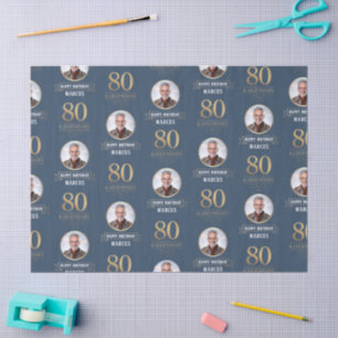 Elegant Navy & Gold 80. & Legendary Birthday Seidenpapier