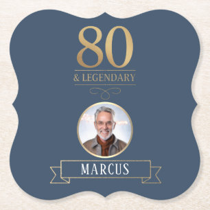 Elegant Navy & Gold 80. & Legendary Birthday Untersetzer