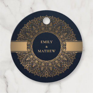 ELEGANT NAVY GOLD CLASSIC VERZIERT MANDALA WEDD GESCHENKANHÄNGER