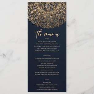 ELEGANT NAVY GOLD CLASSIC VERZIERT MANDALA WEDD MENÜKARTE