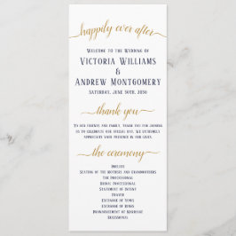 Elegant Navy Gold Script Minimal Hochzeitsfeier Programm